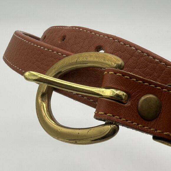 Dooney & Bourke Women’s Belt L 34” - 36” Brown Leather USA Vtg Brass Duck main image 4